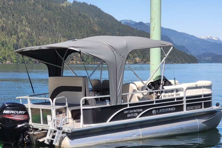 killer's cove boat rentals' pontoon 90 hp rental docked